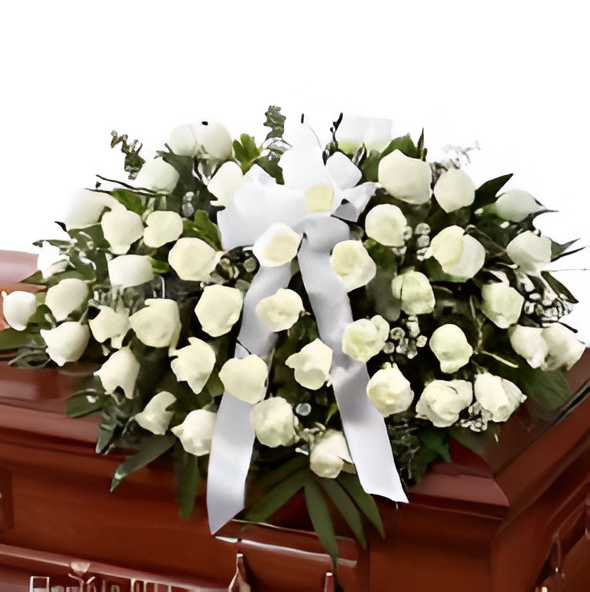 arreglo floral funebre caja arreglo Fúnebre
