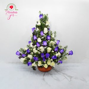 Arreglo Funeral con rosas azules